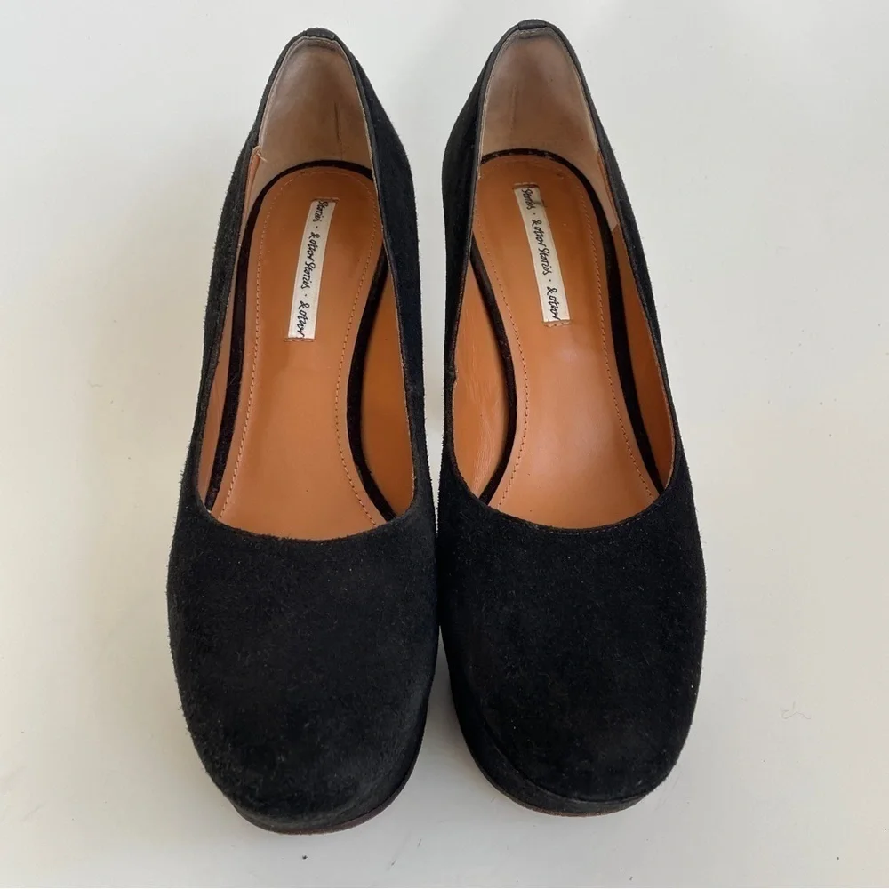 & Other Stories Black Suede Funky Unique Platform Heels Pumps Cut-out Shoes 8